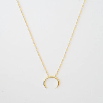 Honeycat Tiny Crescent Horn Necklace in 18k Gold Plate | Minimalist, Delicate Jewelry (Gold)