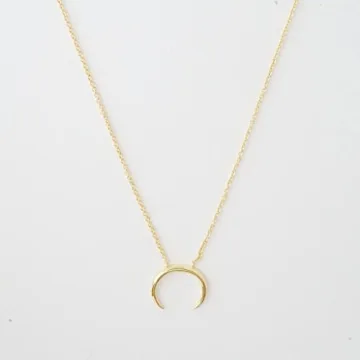 Honeycat Tiny Crescent Horn Necklace in 18k Gold Plate | Minimalist, Delicate Jewelry (Gold)
