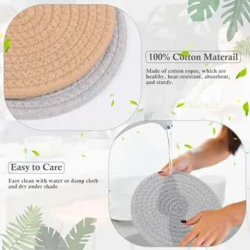Billbotk Trivets Set - 4 Heat Resistant Cotton Pads for Kitchen