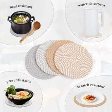 Billbotk Trivets Set - 4 Heat Resistant Cotton Pads for Kitchen