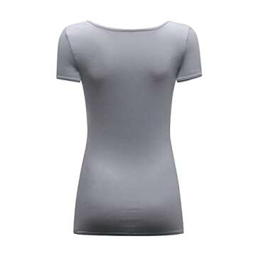 OThread & Co. Women's Short Sleeve T-Shirt Scoop Neck Basic Layer Stretchy Shirts (Small, Light Grey)