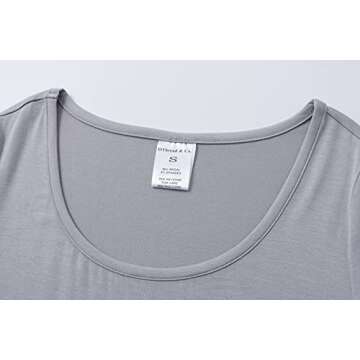 OThread & Co. Women's Short Sleeve T-Shirt Scoop Neck Basic Layer Stretchy Shirts (Small, Light Grey)