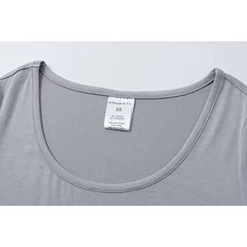 OThread & Co. Women's Short Sleeve T-Shirt Scoop Neck Basic Layer Stretchy Shirts (Small, Light Grey)