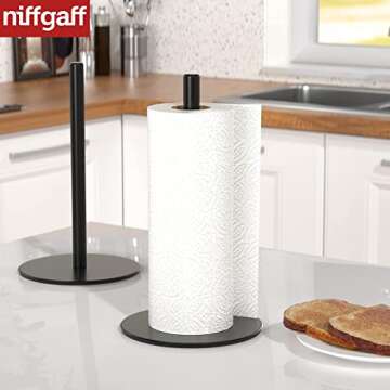Black Paper Towel Holder Countertop, Free-Standing Kitchen Roll Holder, Stainless Steel Kitchen Towe...