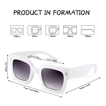 YuJian Vintage Square Oversized Sunglasses for Women