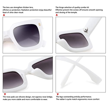 YuJian Vintage Square Oversized Sunglasses for Women