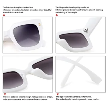 YuJian Vintage Square Oversized Sunglasses for Women