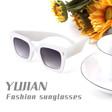 YuJian Vintage Square Oversized Sunglasses for Women