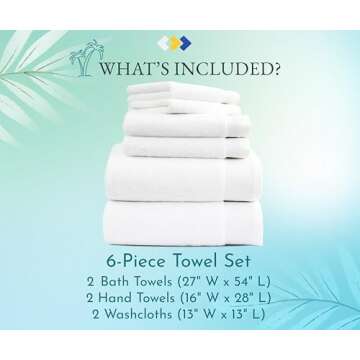 California Design Den Luxury 100% Cotton Towels - 6 Piece Towel Set, Extra Soft & Fluffy, Quick Dry ...