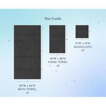 California Design Den Luxury 100% Cotton Towels - 6 Piece Towel Set, Extra Soft & Fluffy, Quick Dry Towel & Highly Absorbent, Hotel Bath Towel Set - 2 Bath Towels, 2 Hand Towels & 2 Washcloths (White)