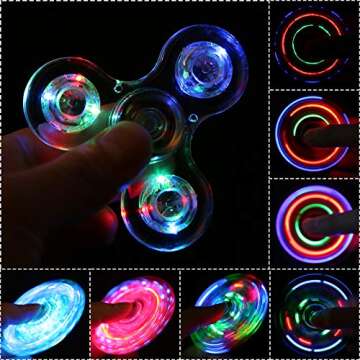 SCIONE LED Fidget Spinners, Light Up Sensory Fidgets Toys for Kids, Glow in The Dark Toy for Kid 4-8...