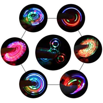 SCIONE LED Fidget Spinners, Light Up Sensory Fidgets Toys for Kids, Glow in The Dark Toy for Kid 4-8-12, ADHD Anxiety Stress Relief Toys for Adults, Valentine School Classroom Exchange Gifts for Kids