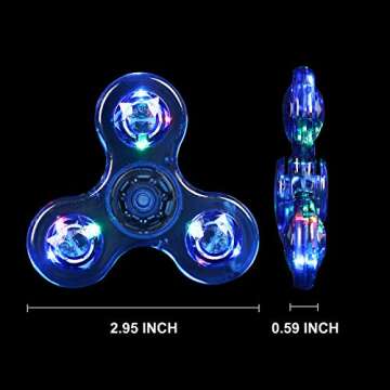 SCIONE LED Fidget Spinners, Light Up Sensory Fidgets Toys for Kids, Glow in The Dark Toy for Kid 4-8-12, ADHD Anxiety Stress Relief Toys for Adults, Valentine School Classroom Exchange Gifts for Kids