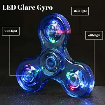SCIONE LED Fidget Spinners, Light Up Sensory Fidgets Toys for Kids, Glow in The Dark Toy for Kid 4-8-12, ADHD Anxiety Stress Relief Toys for Adults, Valentine School Classroom Exchange Gifts for Kids