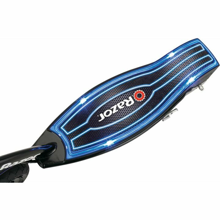 Razor E100 Glow Electric Scooter for Kids Age 8 and Up, LED Light-Up Deck, 8" Air-Filled Front Tire, Up to 40 min Continuous Ride Time