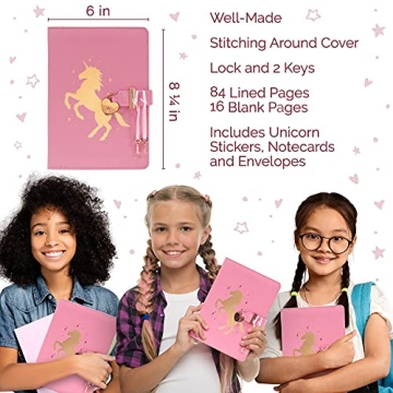 Pink Unicorn Diary - Cute Journal for Girls Gifts