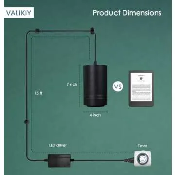 VALIKIY Hanging Grow Light 40W Large, Full Spectrum Warm White Color, with Timer, Plug-in Pendant Grow Lights with 15FT Fabric Power Cord, Decorative Light for Indoor Plants, Flowers