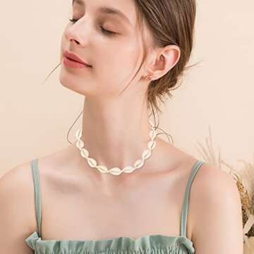 Zkptops Natural Shell Choker Necklace for Women