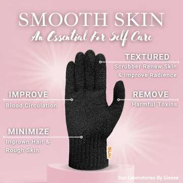 Sun Laboratories By Giesee Exfoliating Glove - Exfoliating Body Scrubber for Sun Tan Removal, Self Tanner Remover, and Fake Tan Eraser - Premium Tanning Mitt for Deep Exfoliation and Smooth Skin