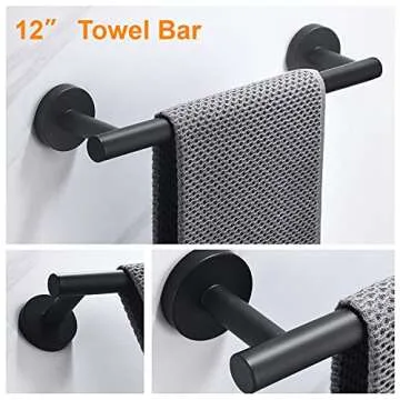 Stylish Matte Black Bathroom Hardware Set - Rust Free