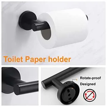 Stylish Matte Black Bathroom Hardware Set - Rust Free
