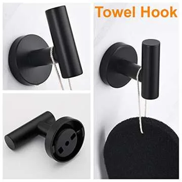 Stylish Matte Black Bathroom Hardware Set - Rust Free