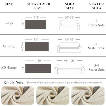 VClife Chenille Sectional Couch Cover for 3 Cushion Couch Sofa Modern Simple Beige Cream Black Stripe Geometric Jacquard Sofa Slipcover Cooling Pet-Friendly Dog Couch Slipcover with Tassel 71"x 134"