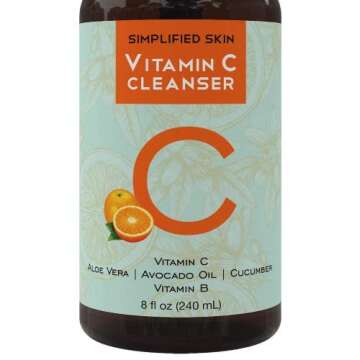 Simplified Skin Vitamin C Facial Cleanser (8 oz) Gel for Daily Anti-Aging & Acne Treatment. Clear Po...