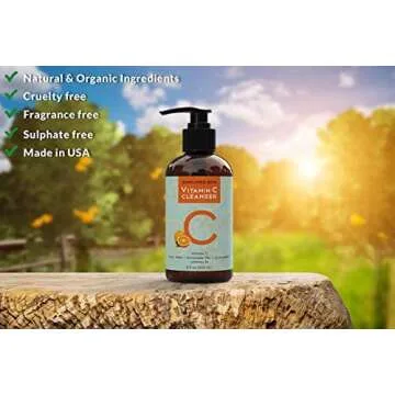 Simplified Skin Vitamin C Facial Cleanser (8 oz) Gel for Daily Anti-Aging & Acne Treatment. Clear Pores on Oily, Dry & Sensitive Skin. Natural Makeup Removing Face Wash