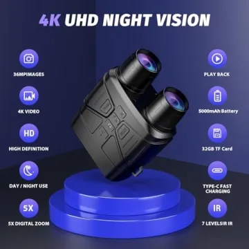 4K Night Vision Goggles 5000mAh Battery 32GB TF Card