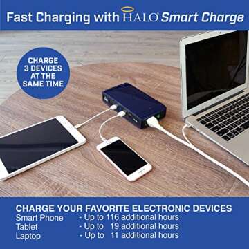 HALO Bolt 58830 mWh Portable Phone Laptop Charger Car Jump Starter with AC Outlet and Car Charger,usb - Grey