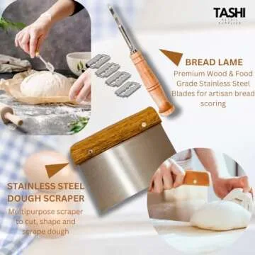 Tashi Banneton Bread Proofing Basket Set – 9" Round & 10" Oval Rattan Baskets | Ultimate Sourdough Bread Making Kit with Dough Scrapers, Linen Liners, and Essential Baking Tools