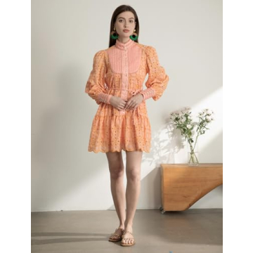 Aofur Cotton V Neck A-Line Dress for Women