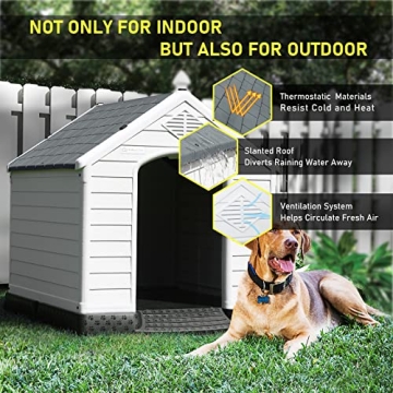 LEMBERI Waterproof Plastic Dog House for All Sizes