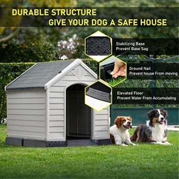 LEMBERI Waterproof Plastic Dog House for All Sizes