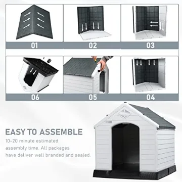 LEMBERI Waterproof Plastic Dog House for All Sizes