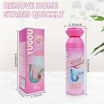 Yugou Drain Cleaner, Sink Drain Cleaner, Foam Drain Cleaner, Sink Cleaner and Deodorizer, Drain Clog Remover for Kitchen Drains, Sinks, Shower Drains, Tubs (1pcs)
