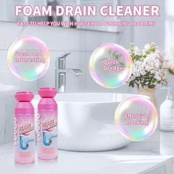 Yugou Drain Cleaner, Sink Drain Cleaner, Foam Drain Cleaner, Sink Cleaner and Deodorizer, Drain Clog Remover for Kitchen Drains, Sinks, Shower Drains, Tubs (1pcs)