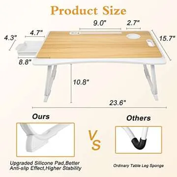 Tiovo Laptop Bed Desk with USB Ports - Modern & Portable
