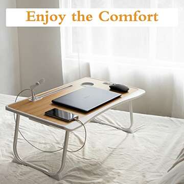 Tiovo Laptop Bed Desk with USB Ports - Modern & Portable