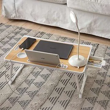 Tiovo Laptop Bed Desk with USB Ports - Modern & Portable