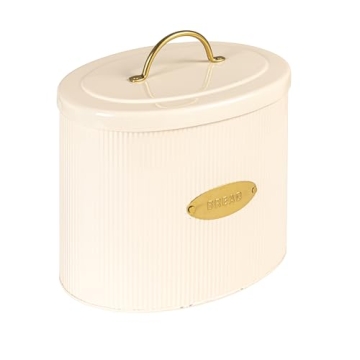 Creative Co-Op Oval Metal Lid Bread Box for Kitchen Style
