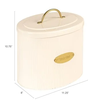 Creative Co-Op Oval Metal Lid Bread Box for Kitchen Style