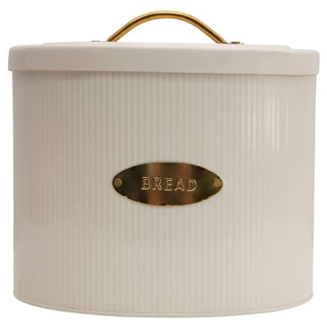 Creative Co-Op Oval Metal Lid Bread Box for Kitchen Style