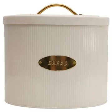 Creative Co-Op Oval Metal Lid Bread Box for Kitchen Style