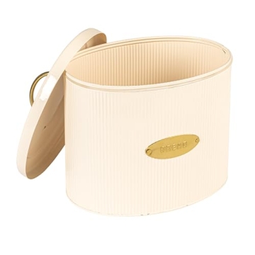 Creative Co-Op Oval Metal Lid Bread Box for Kitchen Style