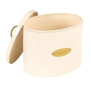 Creative Co-Op Oval Metal Lid Bread Box for Kitchen Style