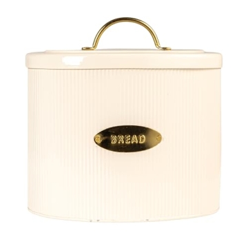 Creative Co-Op Oval Metal Lid Bread Box for Kitchen Style