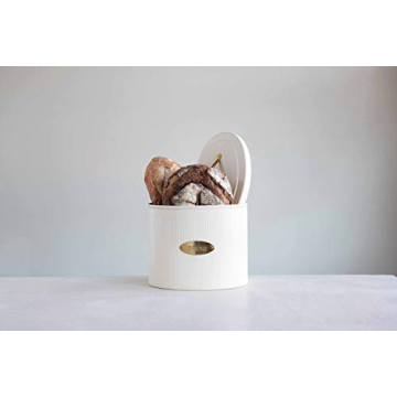 Creative Co-Op Oval Metal Lid Bread Box for Kitchen Style