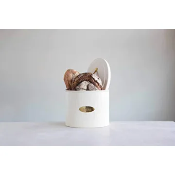 Creative Co-Op Oval Metal Lid Bread Box for Kitchen Style